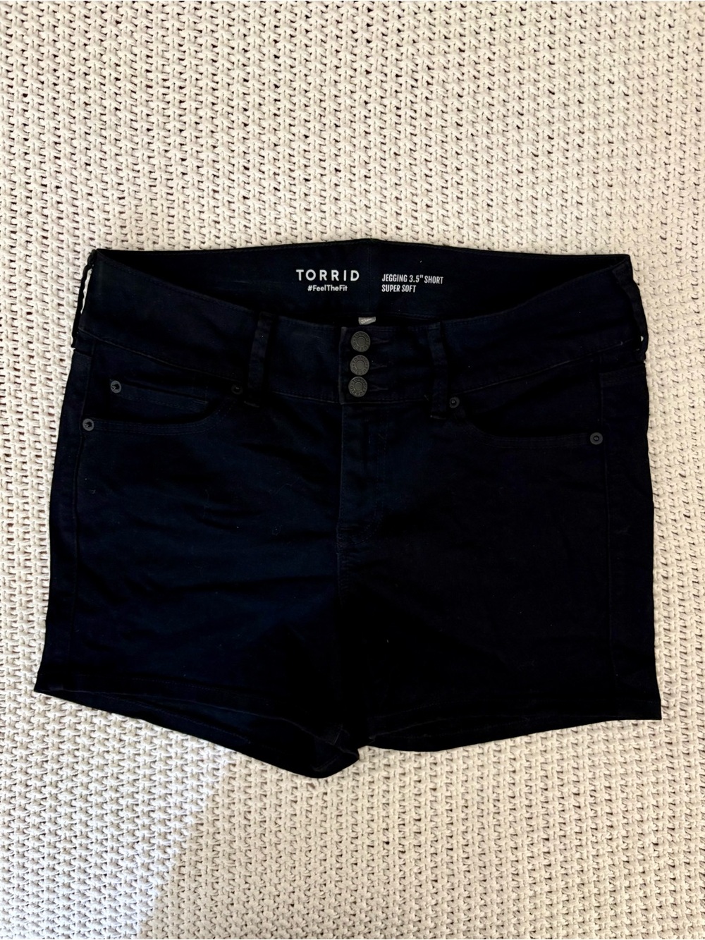 Torrid black jegging denim shorts